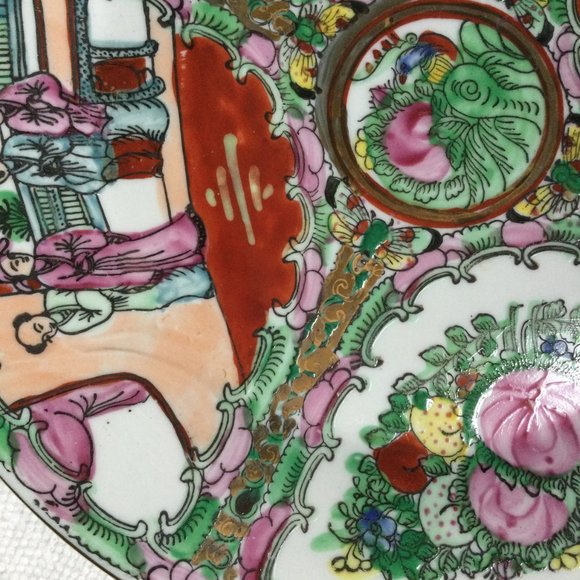 Vintage Chinese Famille Rose Medallion Canton hand painted Porcelain Plate 10.5" - Picture 5 of 8